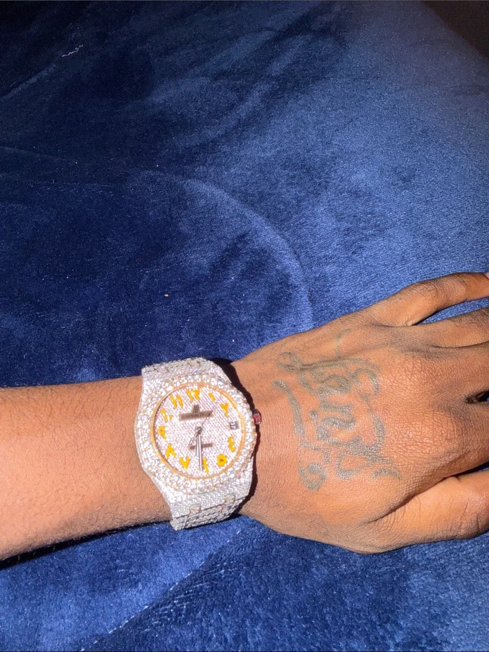 Audemars Piguet Silver Tone Diamond-Set Watch with Gold Accents